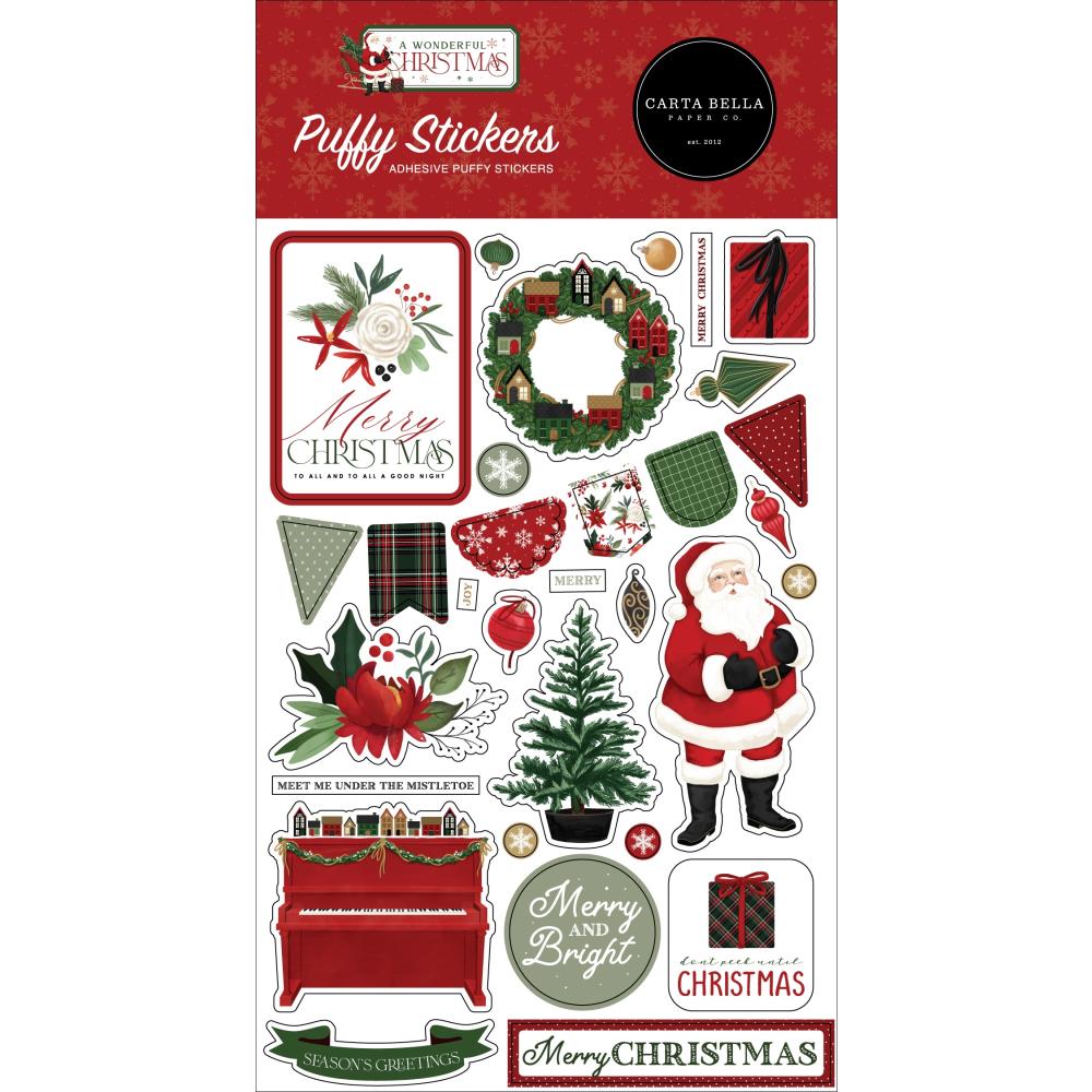 Carta Bella Puffy Stickers - A Wonderful Christmas - Crafty Divas