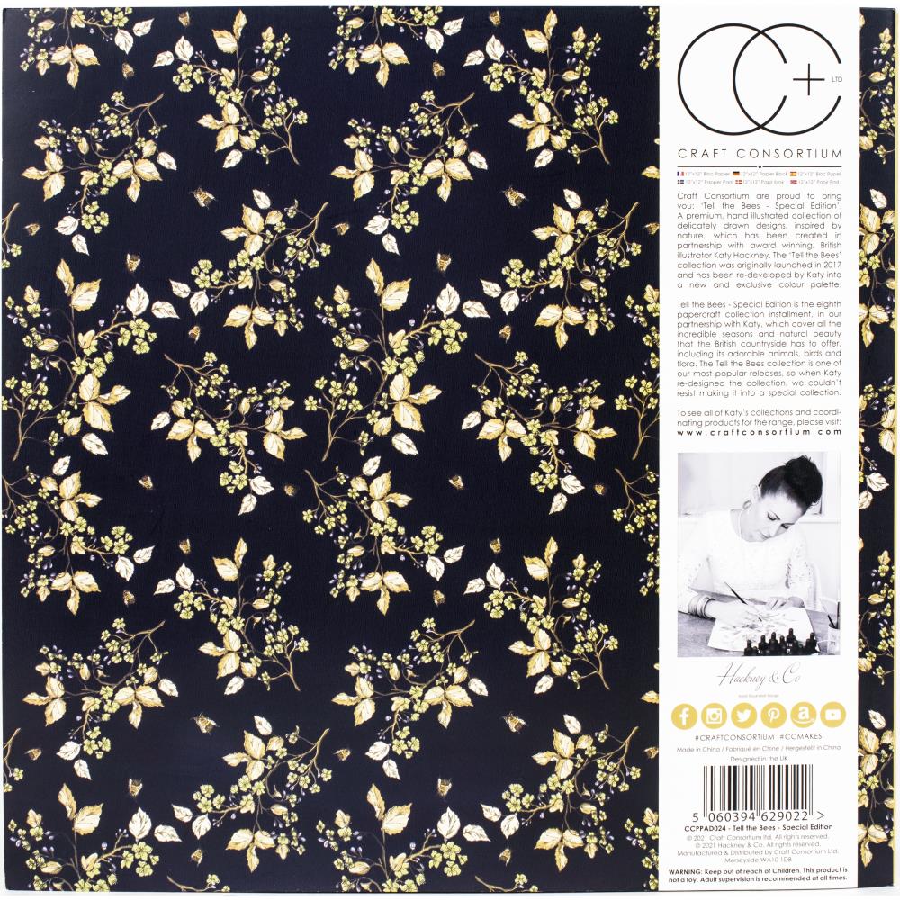 Craft Consortium Double-Sided Paper Pad 12X12 - Tell The Bees - Special Edition - Crafty Divas