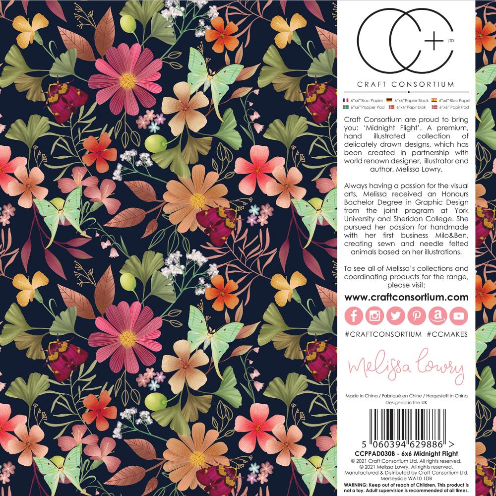 Craft Consortium Double-Sided Paper Pad 6X6 - Midnight Flight - Crafty Divas