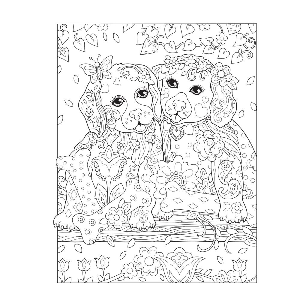 Creative Haven Colouring Book - Playful Puppies - Crafty Divas