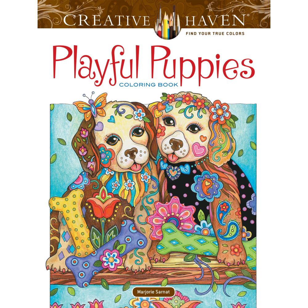 Creative Haven Colouring Book - Playful Puppies - Crafty Divas
