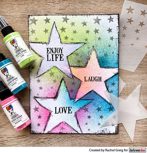 Darkroom Door Medium Stencil - Cascading Stars - Crafty Divas