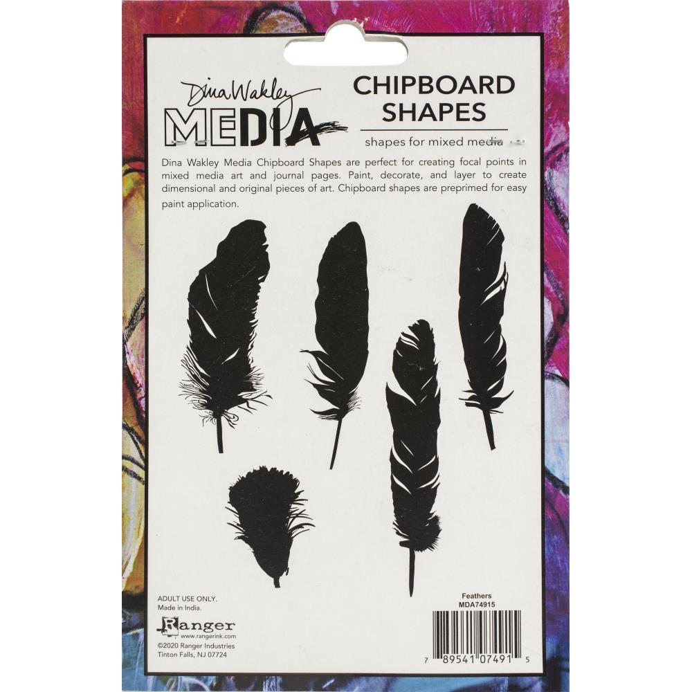 Dina Wakley Media Chipboard Shapes - Feathers - Crafty Divas