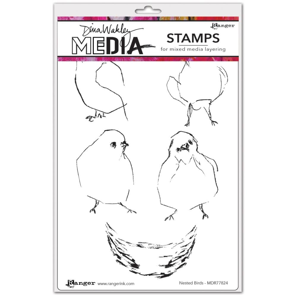 Dina Wakley Media Cling Stamps - Nested Birds - Crafty Divas