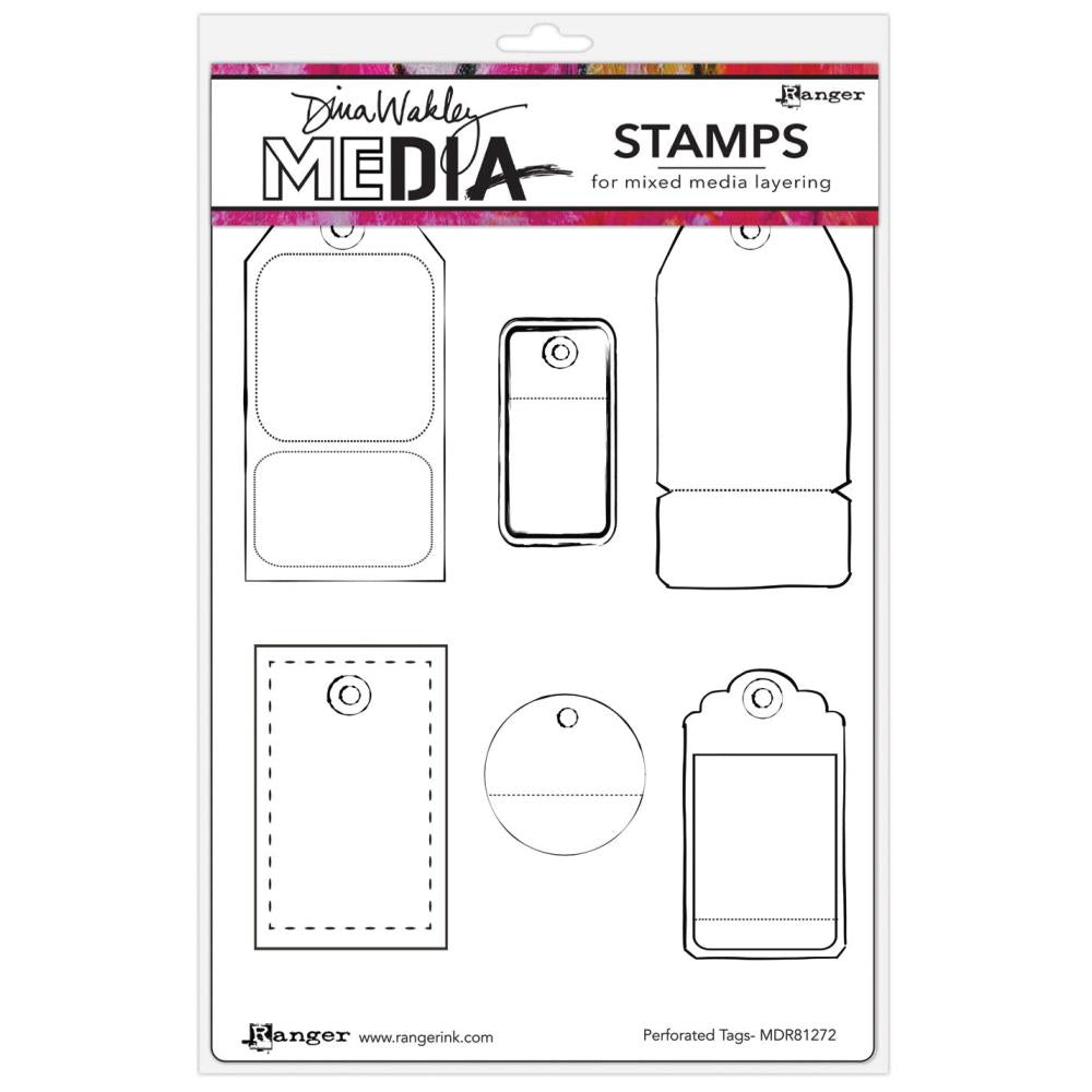 Dina Wakley Media Cling Stamps - Perforated Tags - Crafty Divas
