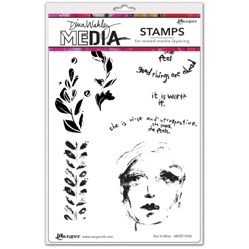 Dina Wakley Media Cling Stamps - She Is Wise - Crafty Divas