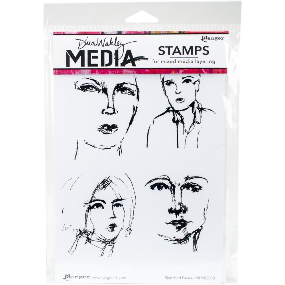 Dina Wakley Media Cling Stamps - Sketched Faces - Crafty Divas