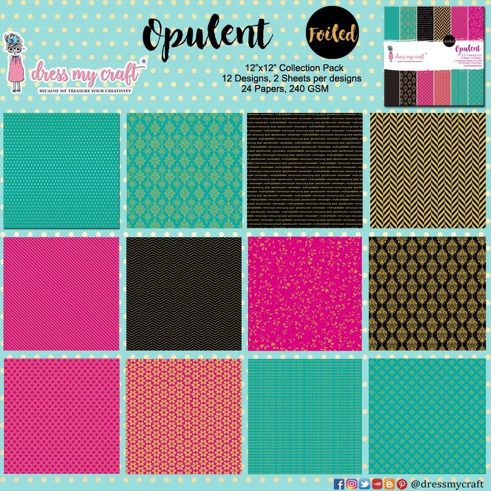 Dress My Craft Single-Sided Paper Pad 12X12 - Opulent Foiled Designs - Crafty Divas