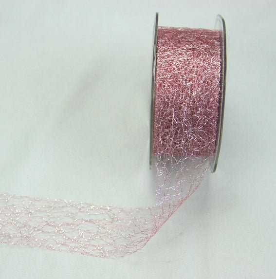 Fine Metallic Mesh 38mm - Pink Silver - Crafty Divas