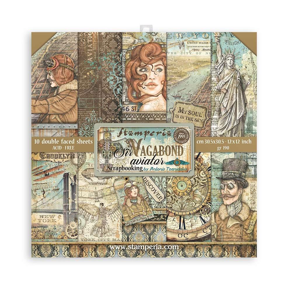 Stamperia Double-Sided Paper Pad - 12x12 - Sir Vagabond Aviator