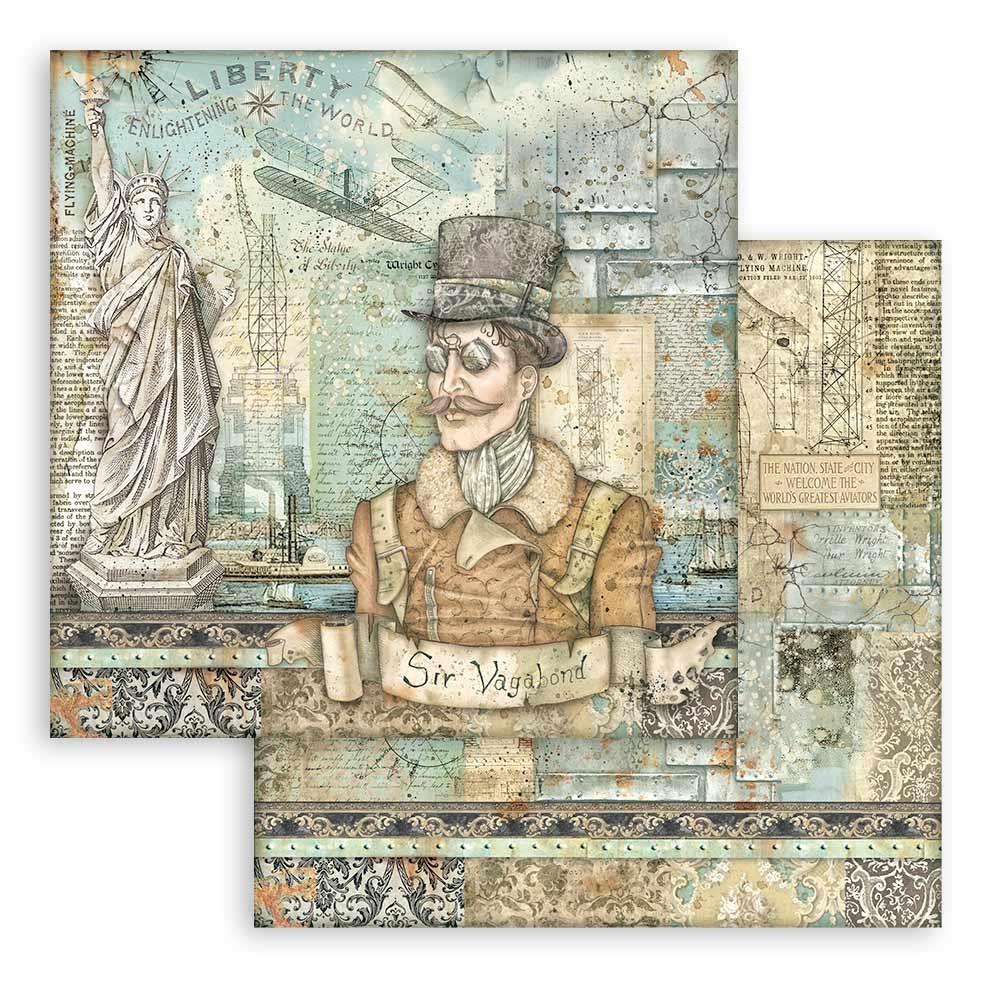 Stamperia Double-Sided Paper Pad - 12x12 - Sir Vagabond Aviator