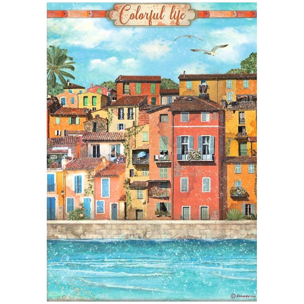 Stamperia Rice Paper Sheet A4 - Blue Dream Colorful Life