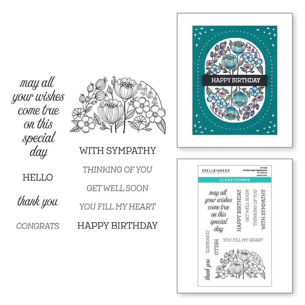Spellbinders Clear Acrylic Stamps From The Stylish Ovals - Fill My Heart Sentiments
