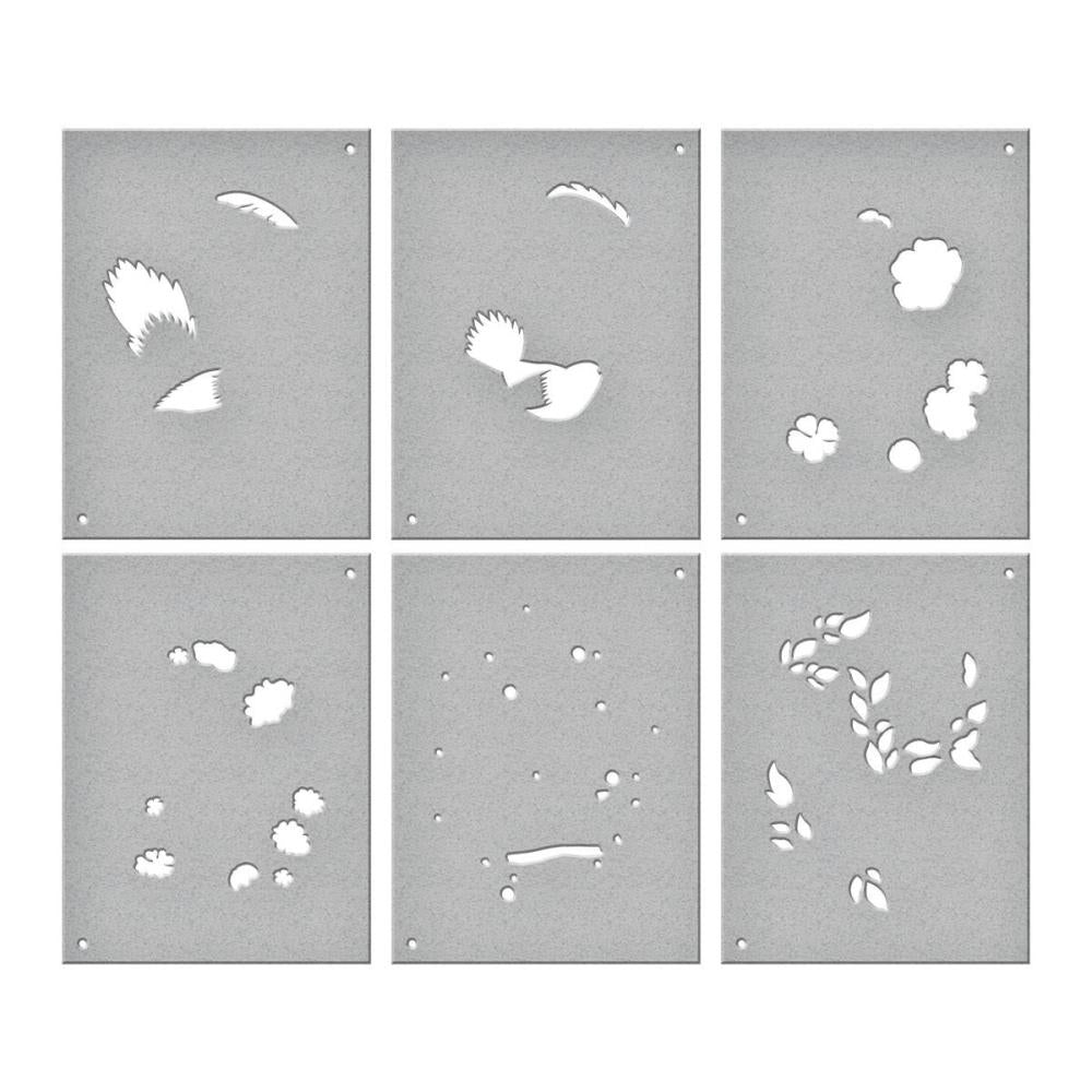 Spellbinders Stencil From The Stylish Ovals - Stylish Oval Floral Bird Layering