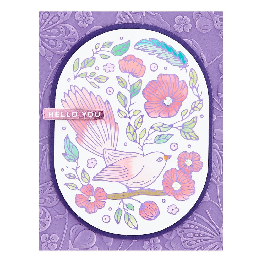 Spellbinders Stencil From The Stylish Ovals - Stylish Oval Floral Bird Layering
