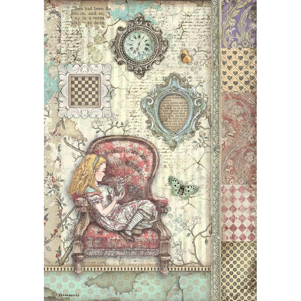 Stamperia Rice Paper Sheet A4 - Alice On The Chair