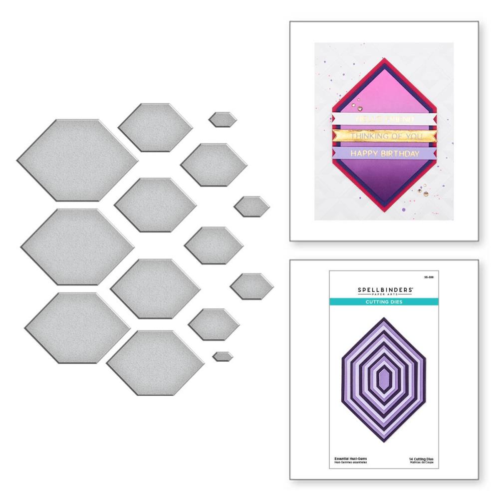 Spellbinders Etched Dies - Essential Hexi Gems