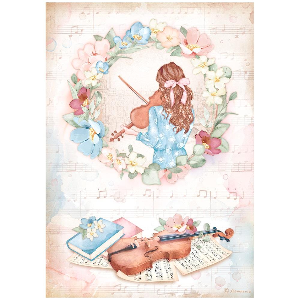 Stamperia Rice Paper Sheet A4 - Oh La La - Violin