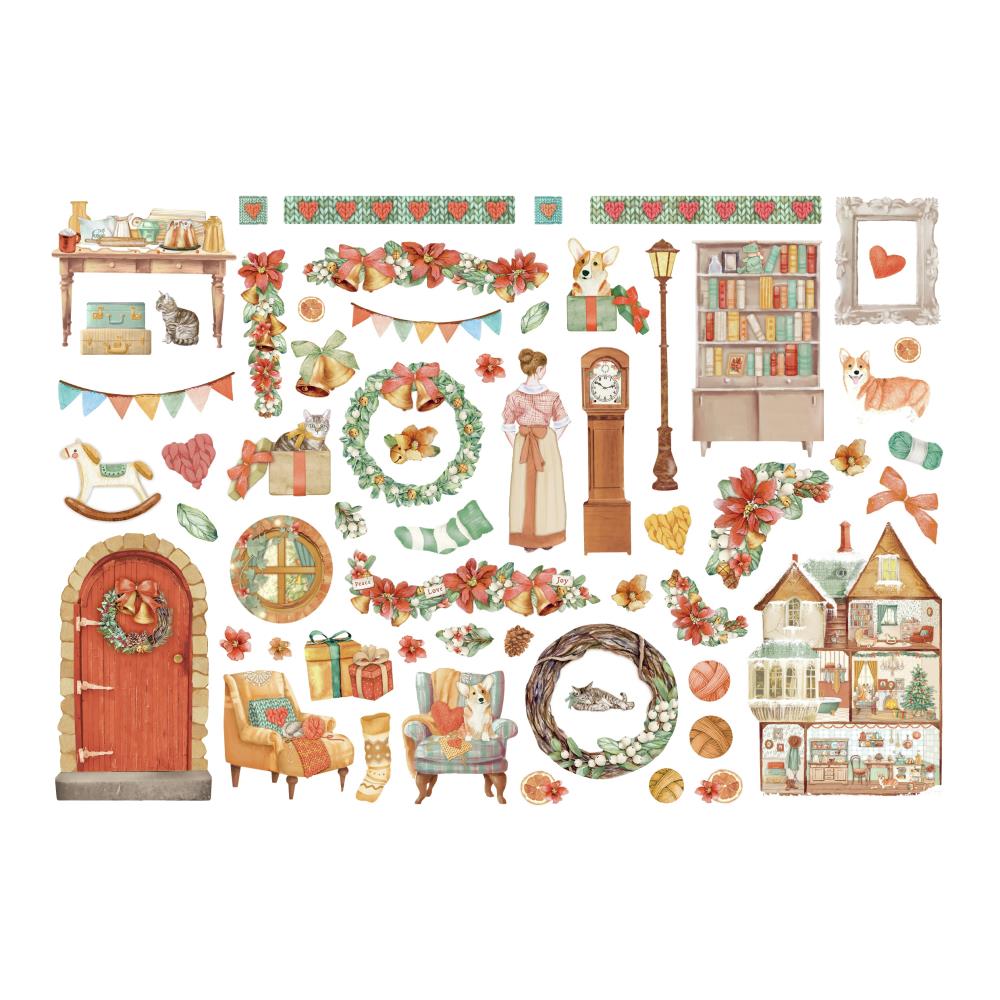 Stamperia Cardstock Ephemera Adhesive Paper Cut Outs - All Around Christmas