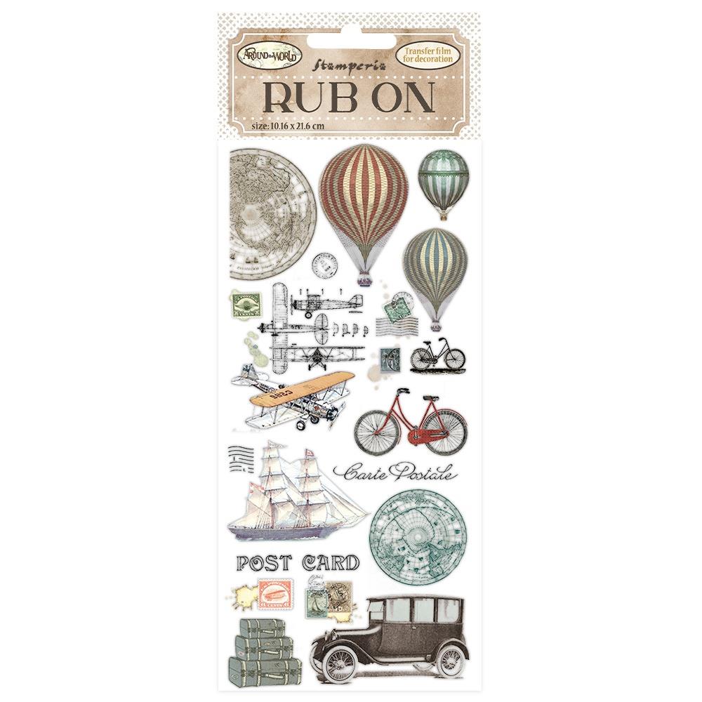 Stamperia Rub-On - Around The World Balloons