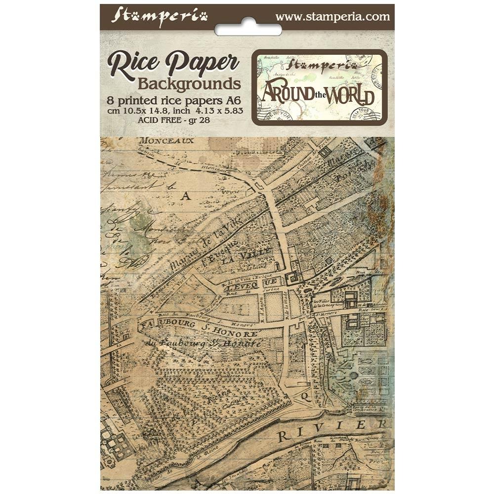 Stamperia Rice Paper Sheets A6 - Around The World 8pk