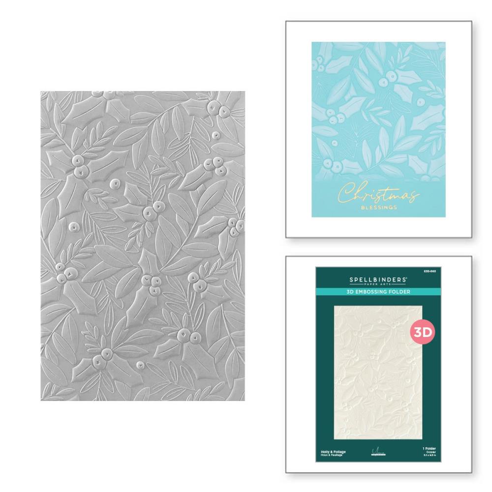 Spellbinders 3D Embossing Folder - Holly & Foliage De-Light-Ful