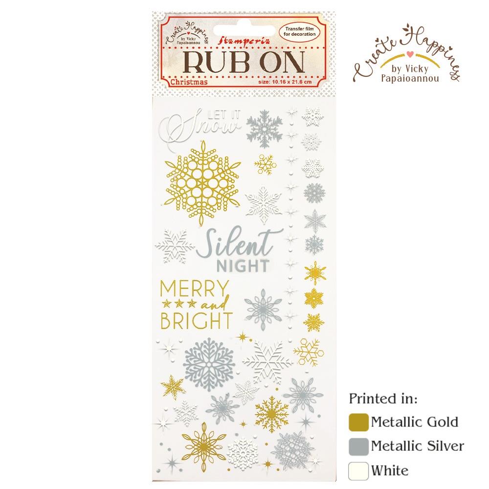 Stamperia Rub-On Create Happiness Christmas Plus - Christmas Snowflakes