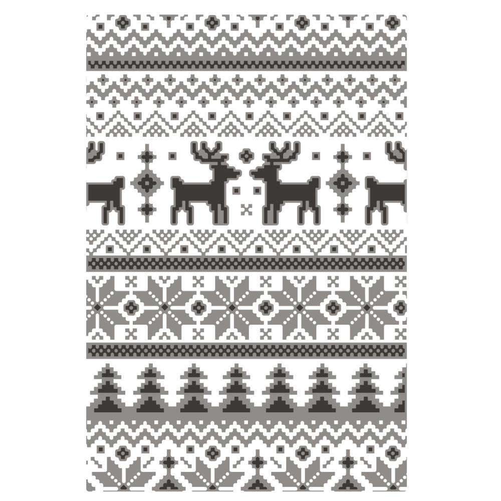 Sizzix 3D Texture Fades Embossing Folder By Tim Holtz - Multi-Level Holiday Knit