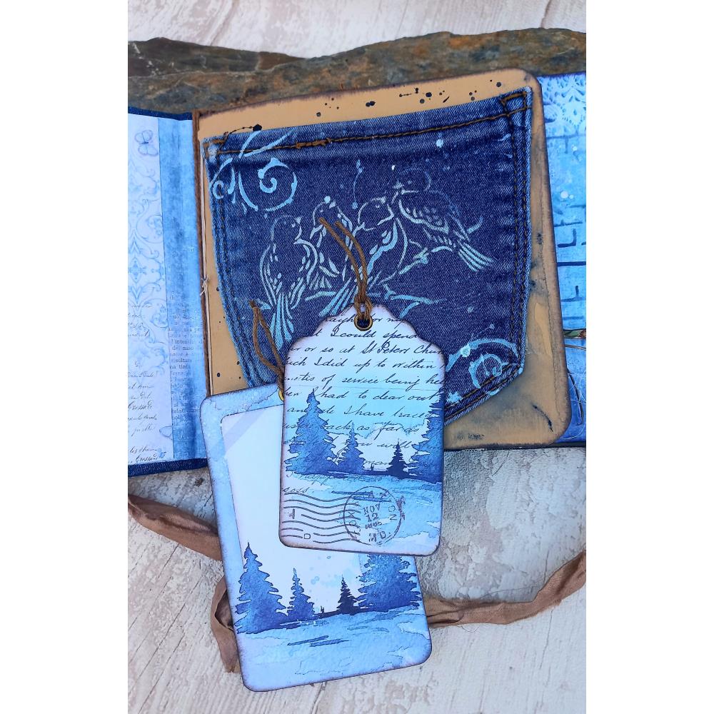 Stamperia Cardstock Ephemera Adhesive Paper Cut Outs - Blue Land