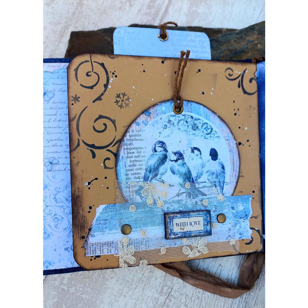 Stamperia Cardstock Ephemera Adhesive Paper Cut Outs - Blue Land