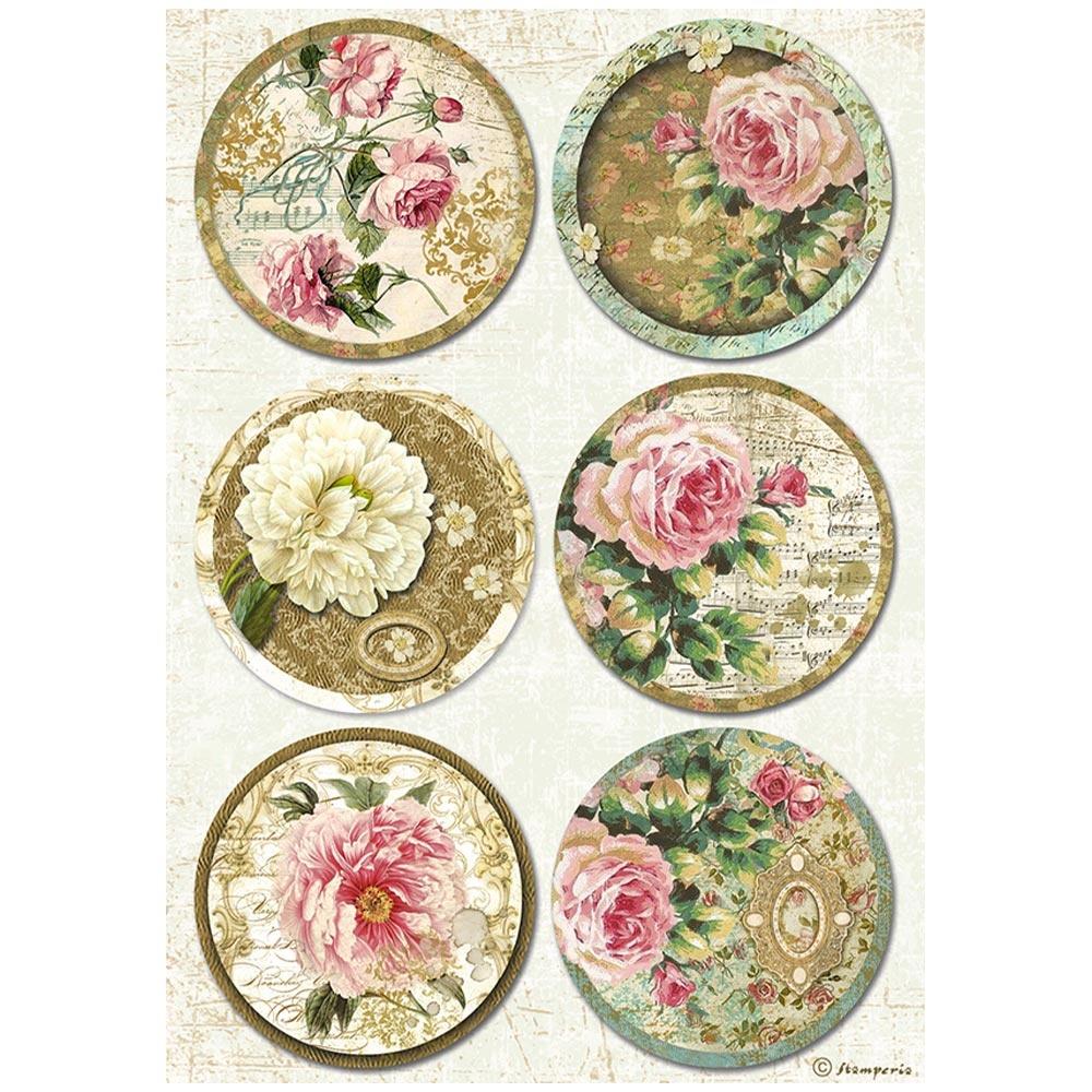 Stamperia Rice Paper Sheet A4 - Precious Rounds