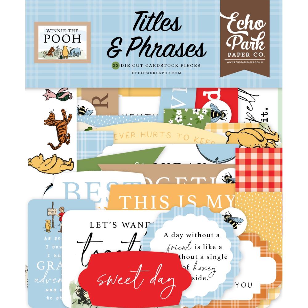 Echo Park Cardstock Ephemera - Icons - Titles & Phrases Winnie The Pooh