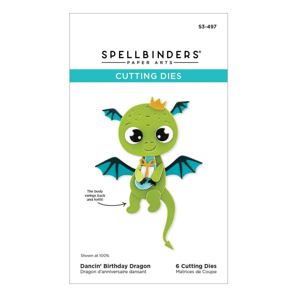 Spellbinders Etched Dies - Dancin Birthday Dragon