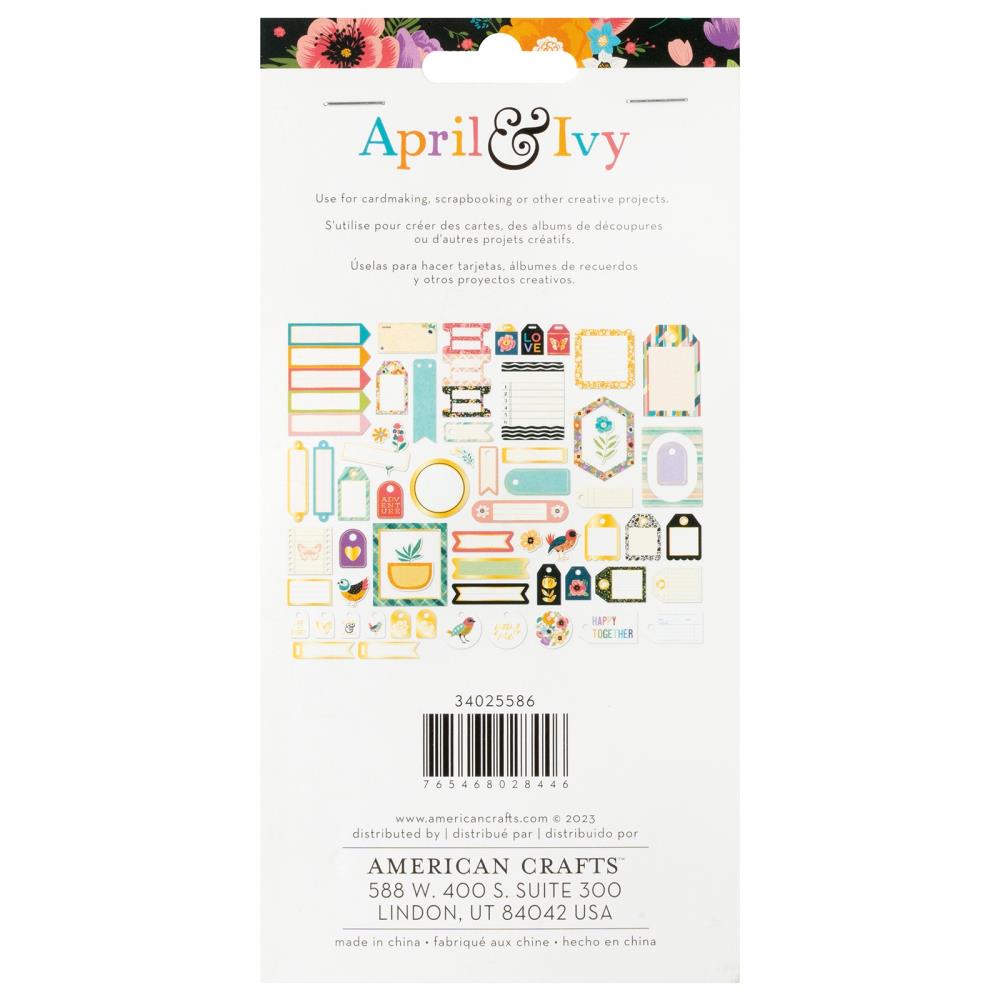 American Crafts April And Ivy Ephemera Die-Cuts - Journaling Gold Foil