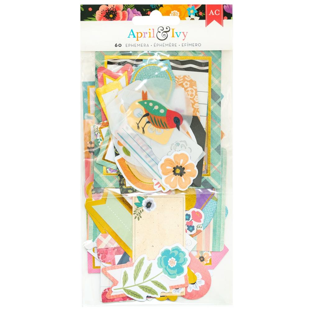 American Crafts April And Ivy Ephemera Die-Cuts - Journaling Gold Foil
