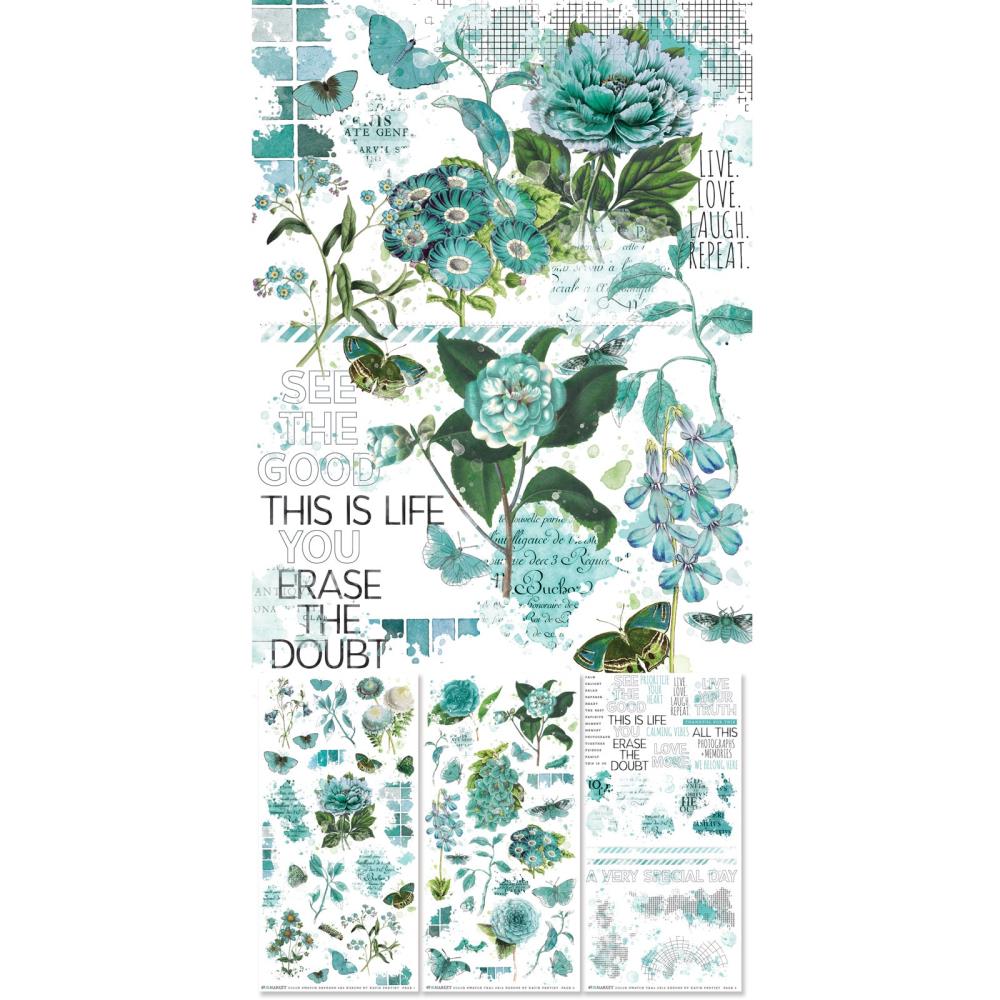 49 And Market - Color Swatch: Teal Rub-On Transfer Set