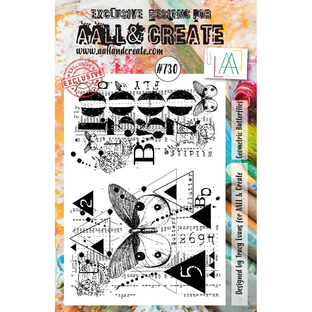AALL And Create A5 Photopolymer Clear Stamp Set - Geometric Butterflies