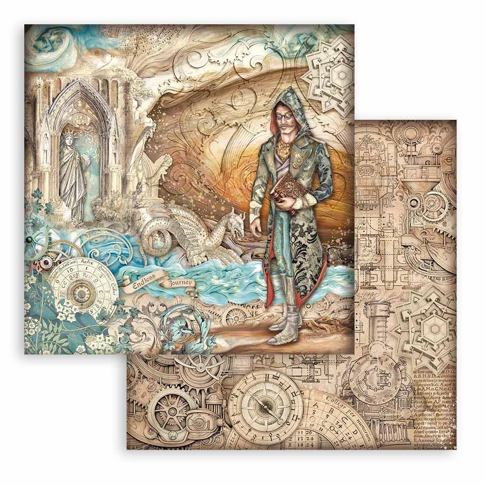 Stamperia Double-Sided Paper Pad 8x8 - Sir Vagabond In Fantasy World