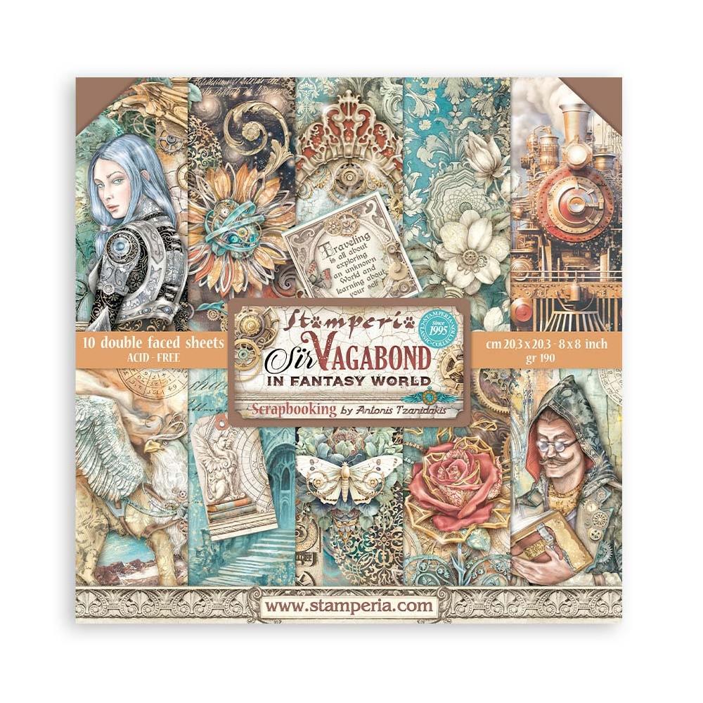 Stamperia Double-Sided Paper Pad 8x8 - Sir Vagabond In Fantasy World