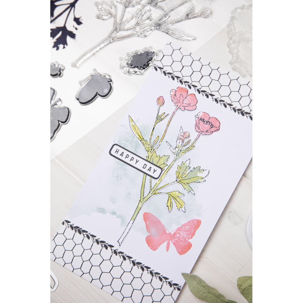 Sizzix Framelits Die & A5 Stamp Set By 49 & Market - Painted Pencil Botanical