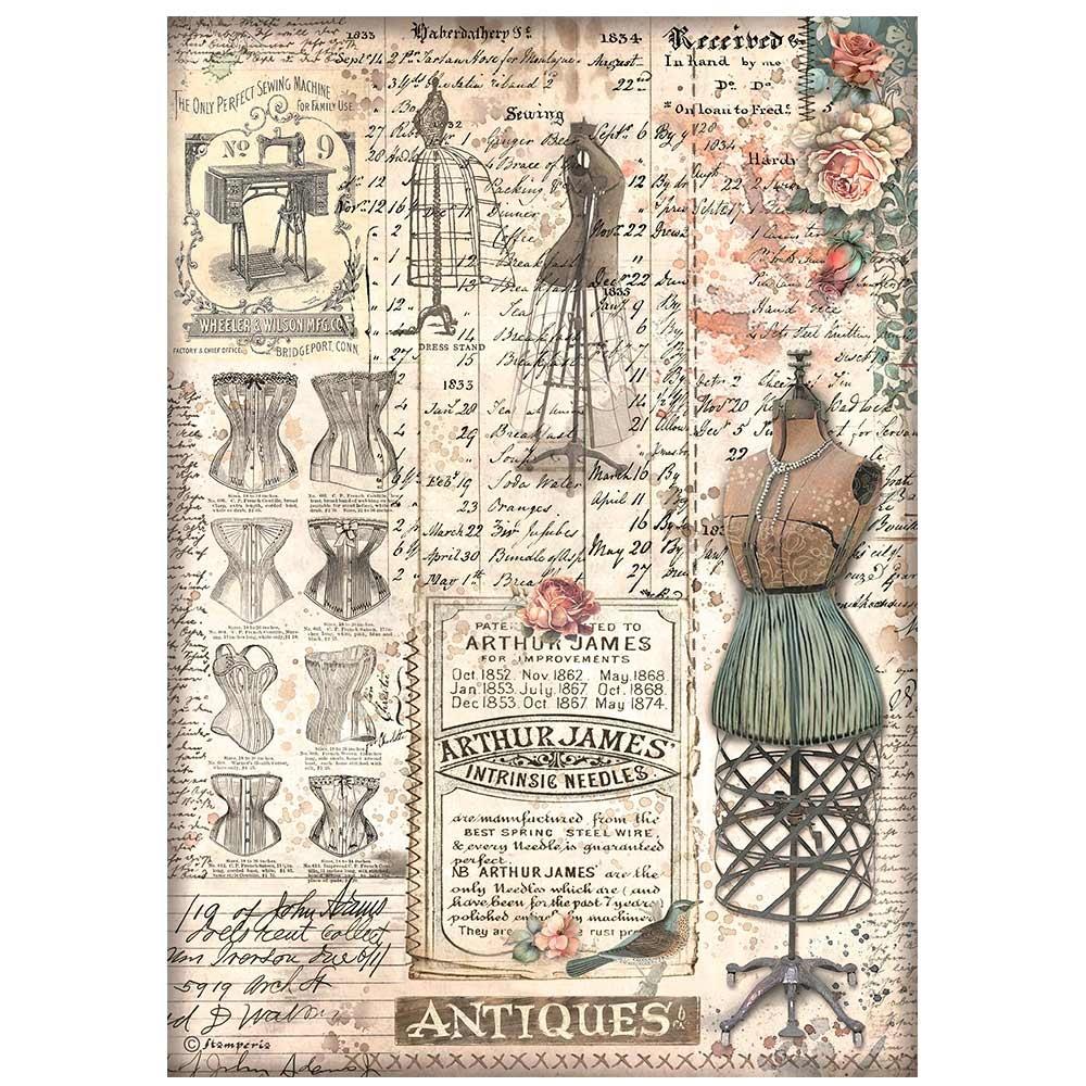 Stamperia Rice Paper Sheet A4 - Brocante Antiques Mannequin