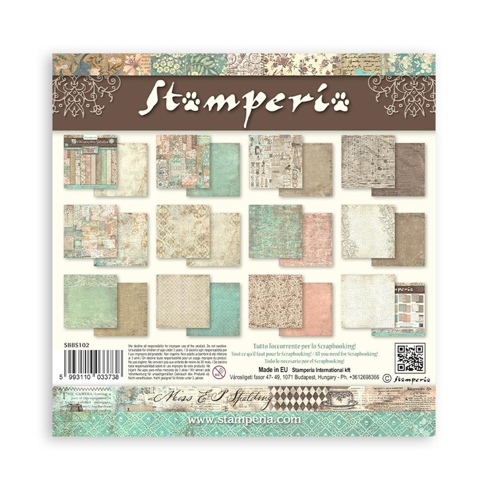 Stamperia Backgrounds Double-Sided Paper Pad 8x8 - Brocante Antiques
