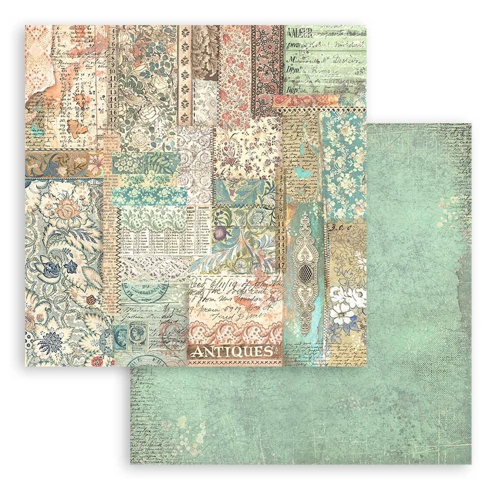 Stamperia Backgrounds Double-Sided Paper Pad 8x8 - Brocante Antiques