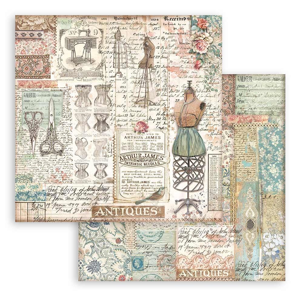 Stamperia Double-Sided Paper Pad 12x12 - Brocante Antiques