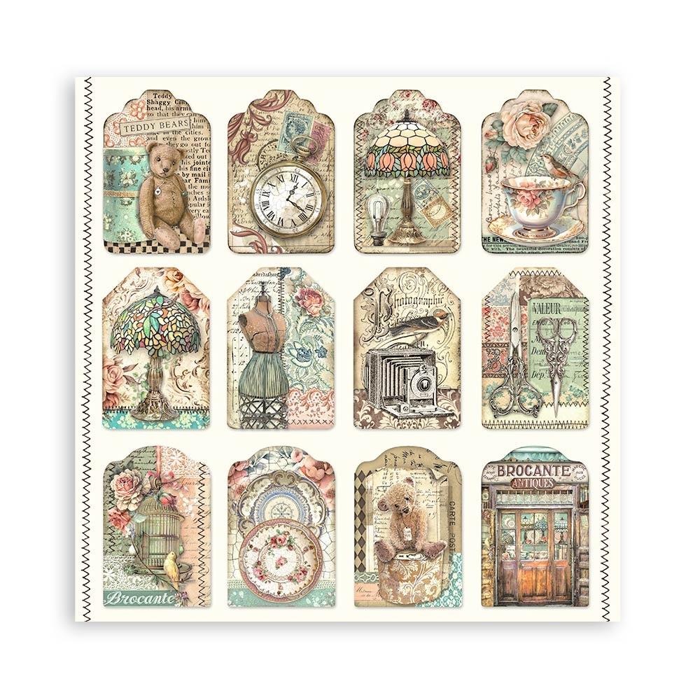 Stamperia Single-Sided Paper Pad 8x8 - Brocante Antiques