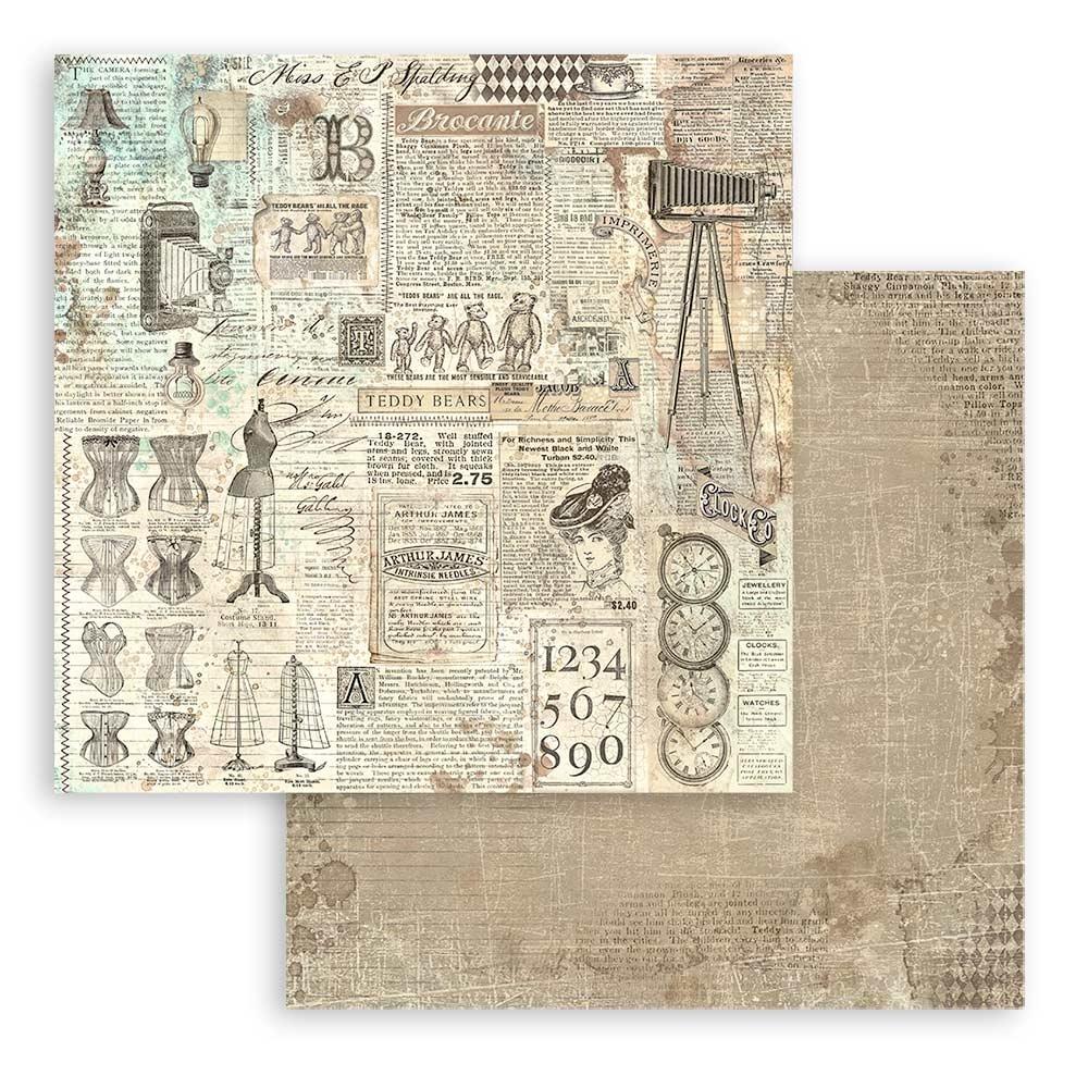 Stamperia Maxi Backgrounds Selection Double-Sided Paper Pad - 12x12 - Brocante Antiques
