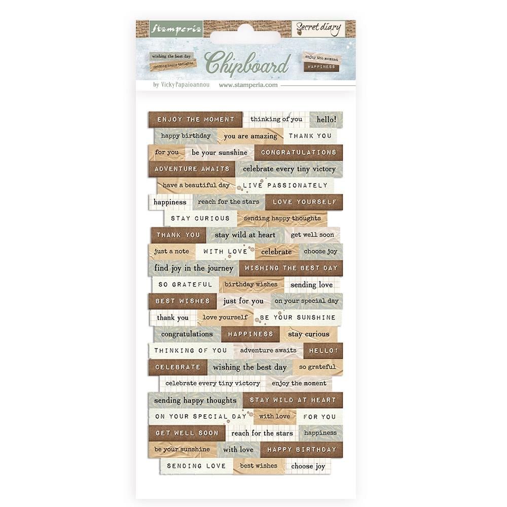 Stamperia Adhesive Chipboard 6x12 - Create Happiness Secret Diary
