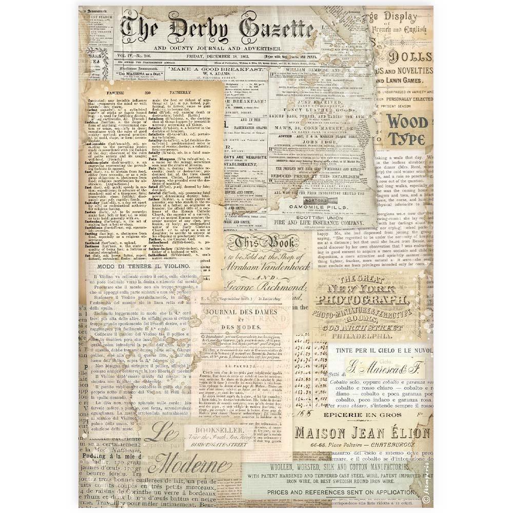 Stamperia Rice Paper Sheet A4 - The Derby Gazette