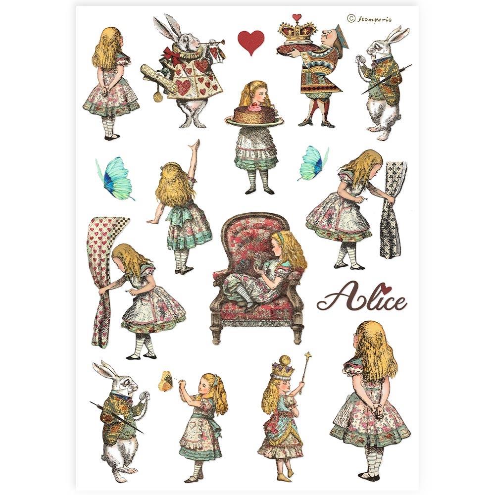 Stamperia Rice Paper Sheet A4 - Alice Elements