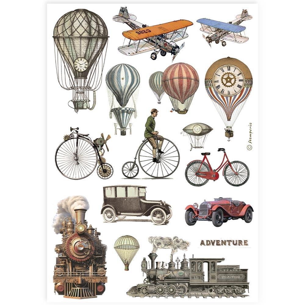 Stamperia Rice Paper Sheet A4 - Train And Balloons